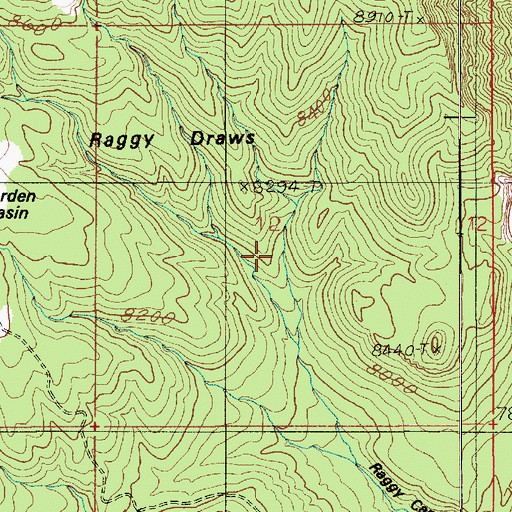 Topographic Map of Raggy Draws, UT