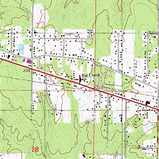 Topographic Map of Big Creek Church, AL