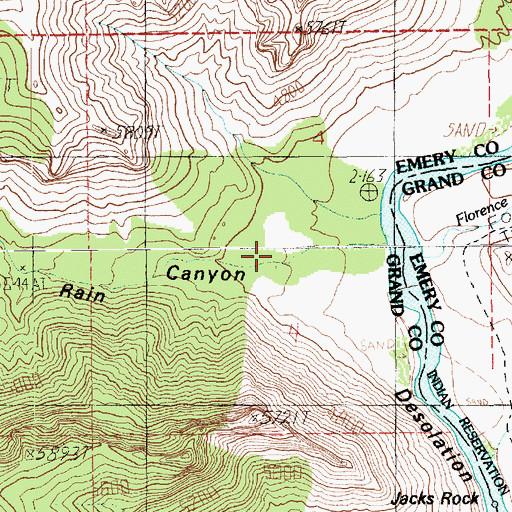 Topographic Map of Rain Canyon, UT