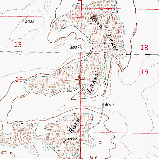 Topographic Map of Rain Lakes, UT