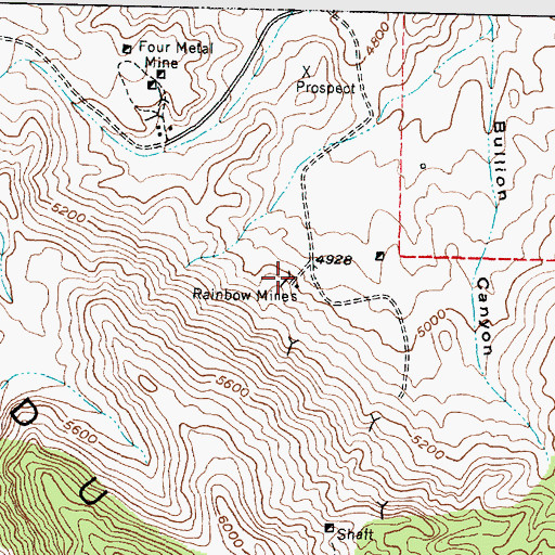 Topographic Map of Rainbow Mines, UT