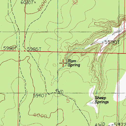 Topographic Map of Ram Spring, UT