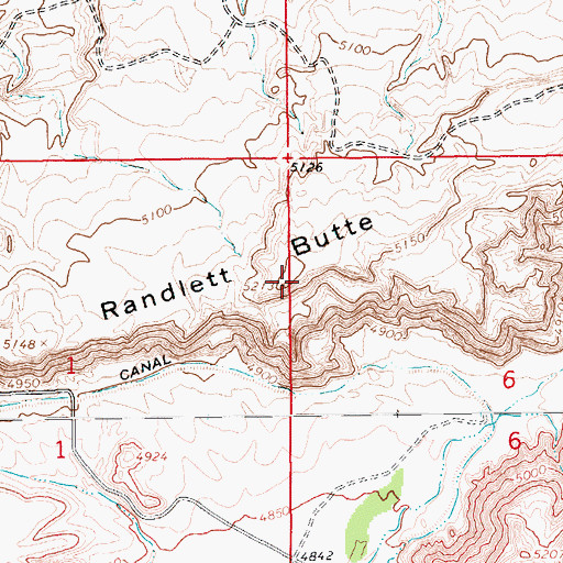 Topographic Map of Randlett Butte, UT