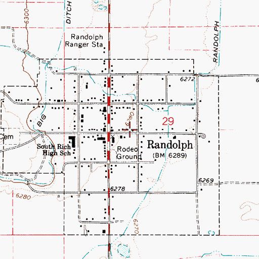 Topographic Map of Randolph, UT