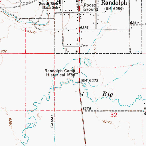 Topographic Map of Randolph Camp Historical Monument, UT