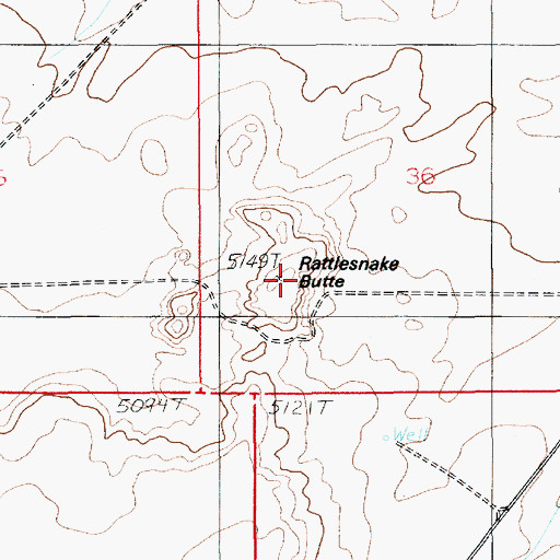 Topographic Map of Rattlesnake Butte, UT