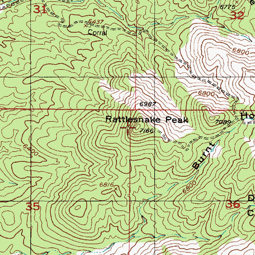 Topographic Map of Rattlesnake Peak, UT
