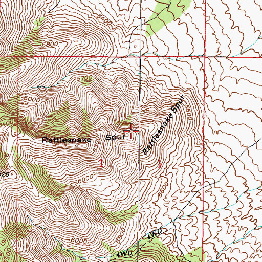 Topographic Map of Rattlesnake Spur, UT