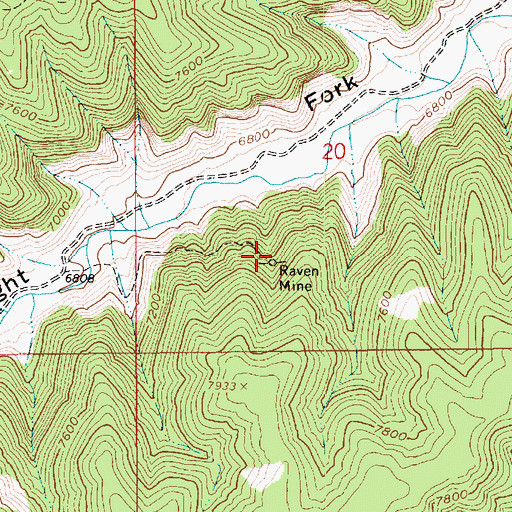 Topographic Map of Raven Mine, UT