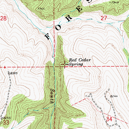 Topographic Map of Red Cedar Spring, UT