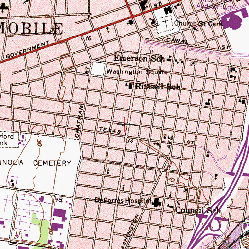 Topographic Map of Broad Street Methodist Church, AL