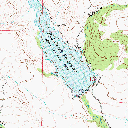 Topographic Map of Red Creek Reservoir, UT