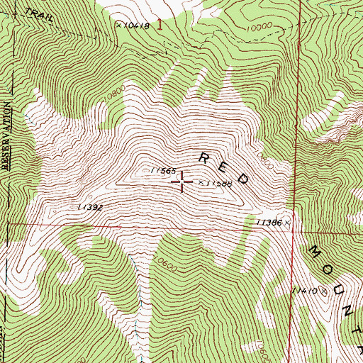 Topographic Map of Red Mountain, UT