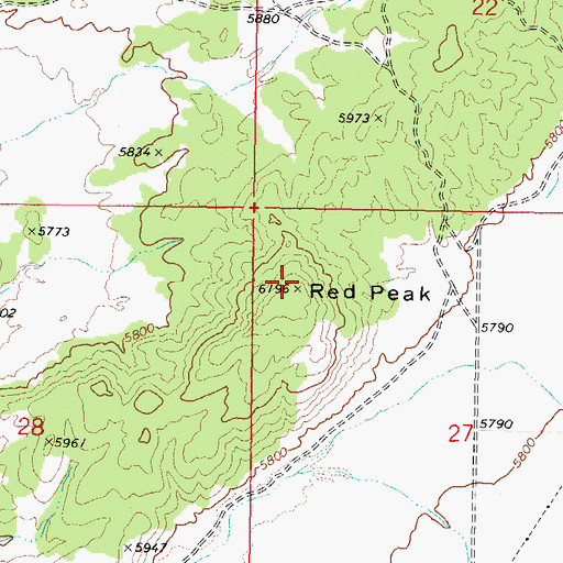 Topographic Map of Red Peak, UT