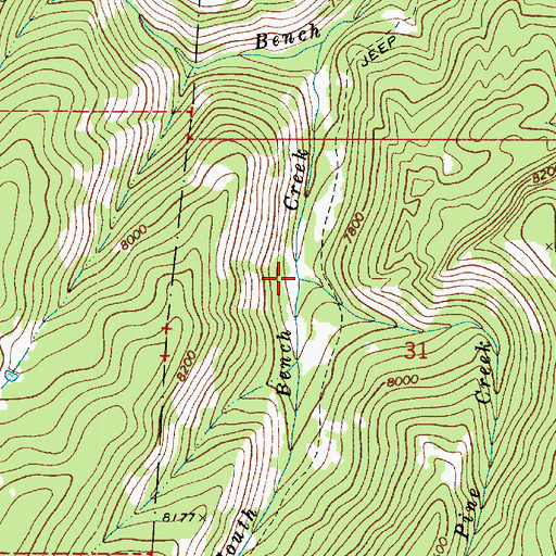 Topographic Map of Red Pine Creek, UT
