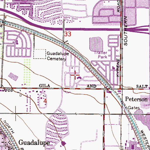Topographic Map of Casa Fiesta Travel Trailer Resort, AZ
