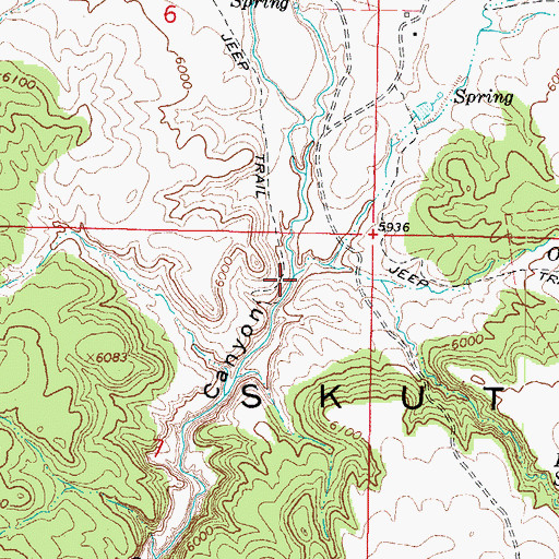 Topographic Map of Red Wash, UT