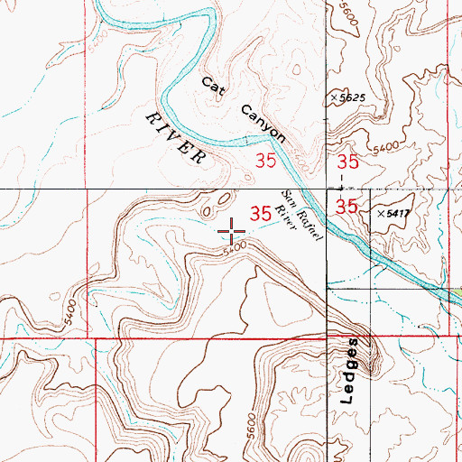 Topographic Map of Red Wash, UT