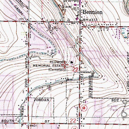 Topographic Map of Redwood Memorial Cemetery, UT