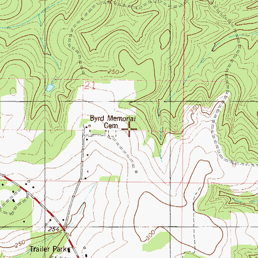 Topographic Map of Byrd Memorial Cemetery, AL