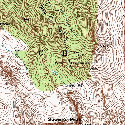 Topographic Map of Regulator Johnson Mine, UT