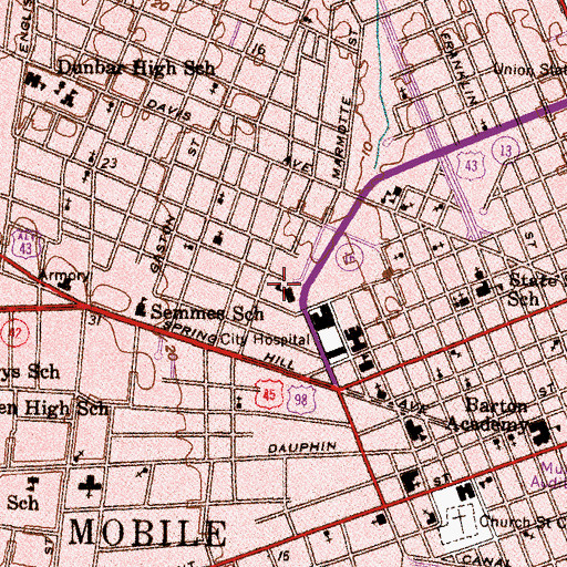Topographic Map of Caldwell Elementary School, AL