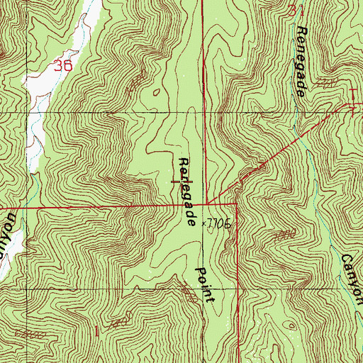 Topographic Map of Renegade Point, UT