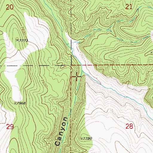 Topographic Map of Reserve Canyon, UT
