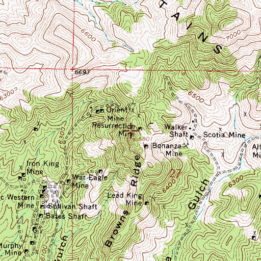Topographic Map of Resurrection Mine, UT