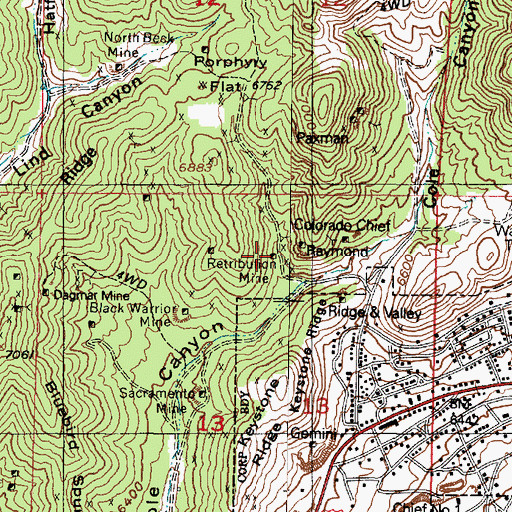 Topographic Map of Retribution Mine, UT