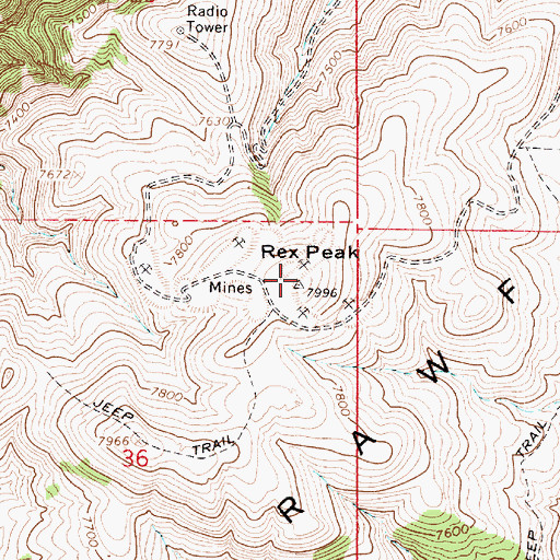 Topographic Map of Rex Peak, UT