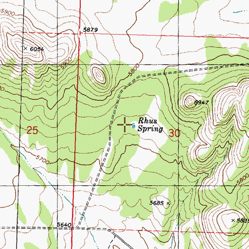 Topographic Map of Rhus Spring, UT