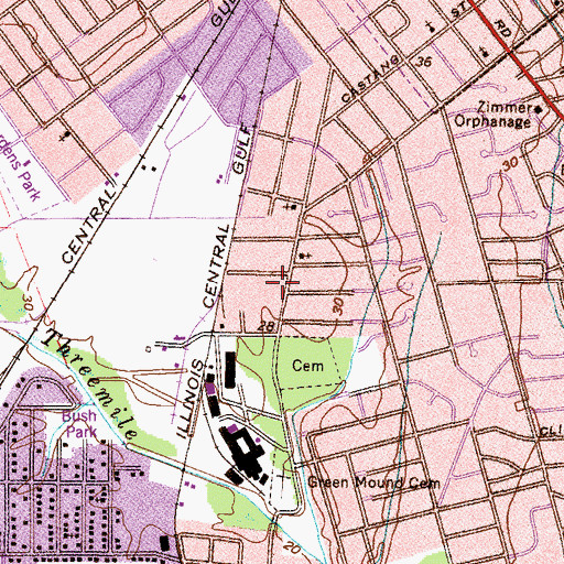 Topographic Map of Calvary Baptist Church, AL