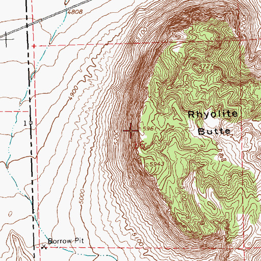 Topographic Map of Rhyolite Butte, UT