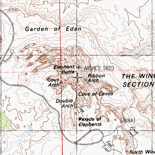 Topographic Map of Ribbon Arch, UT