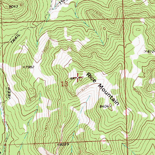 Topographic Map of Rice Mountain, UT