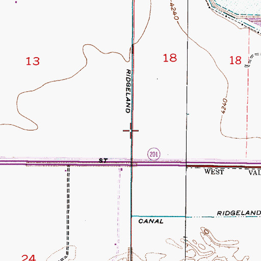 Topographic Map of Ridgeland Canal, UT