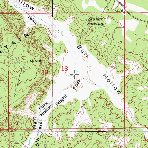 Topographic Map of Right Fork Bull Hollow, UT