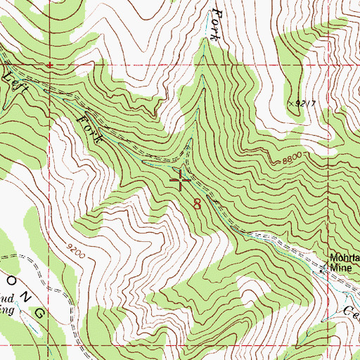 Topographic Map of Right Fork Cedar Creek, UT