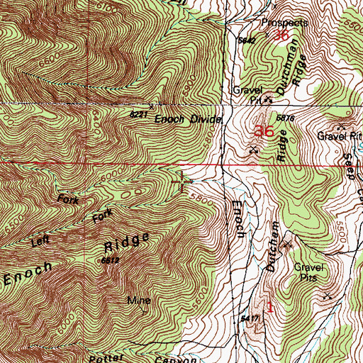 Topographic Map of Right Fork Enoch Canyon, UT