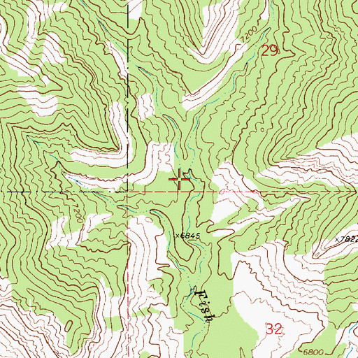 Topographic Map of Right Fork Fish Creek, UT
