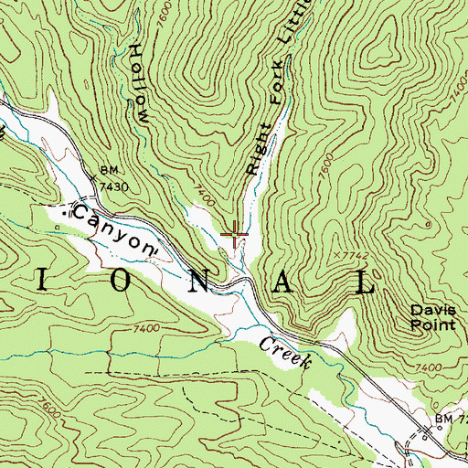Topographic Map of Right Fork Little Jake Hollow, UT