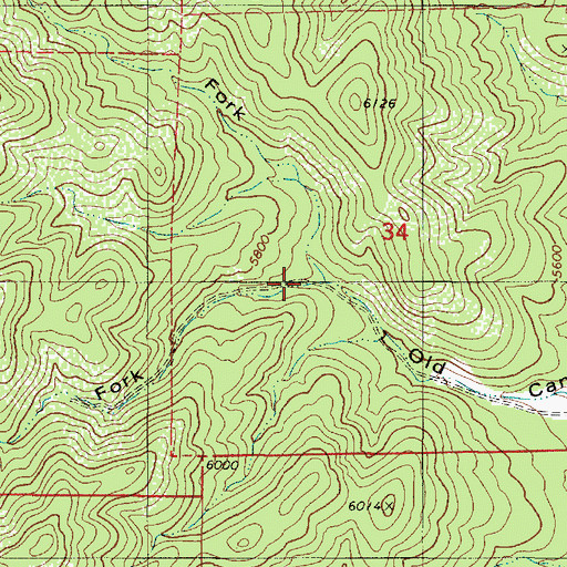 Topographic Map of Right Fork Old Canyon, UT