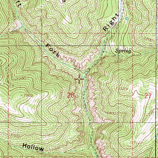 Topographic Map of Right Fork Sawmill Canyon, UT