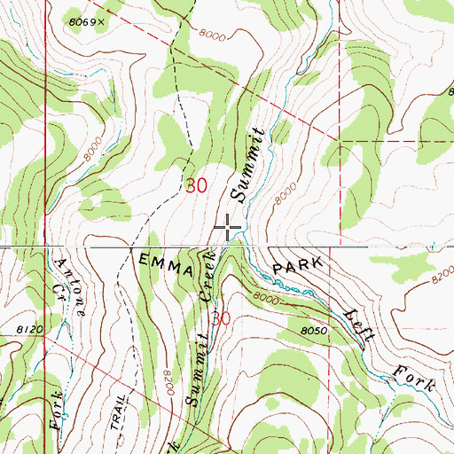 Topographic Map of Right Fork Summit Creek, UT