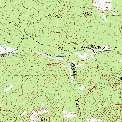 Topographic Map of Right Fork Water Canyon, UT