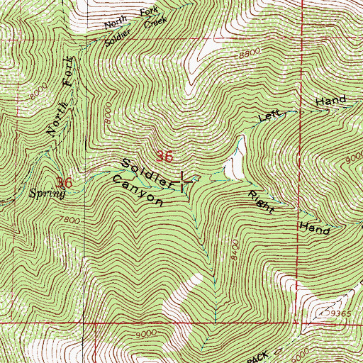 Topographic Map of Right Hand Fork Soldier Canyon, UT