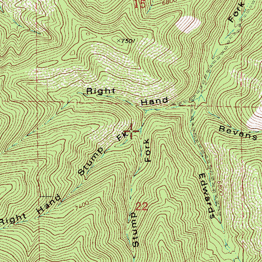 Topographic Map of Right Hand Stump Fork, UT