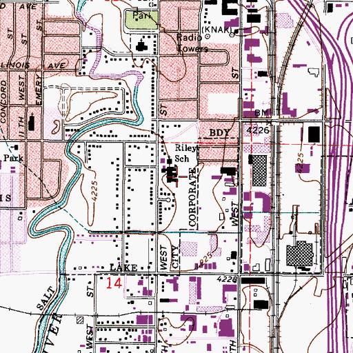Topographic Map of Riley Elementary School, UT