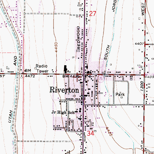 Topographic Map of Riverton, UT